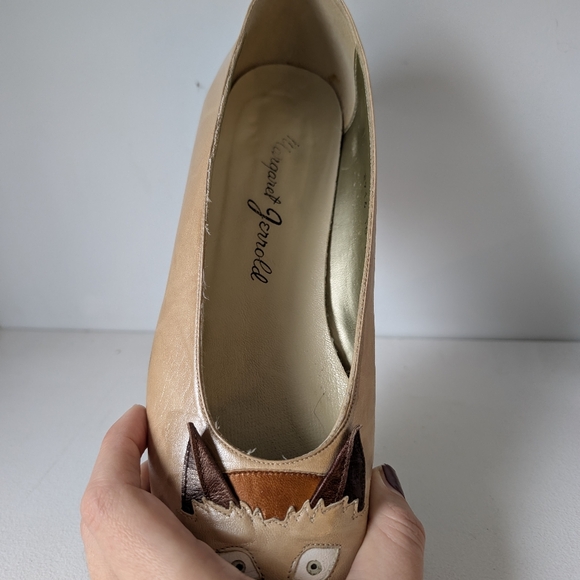 Vintage 80s Women's Cat Face Shoes Margaret Jerrold Patten Leather Flats Size 10 - Picture 12 of 14